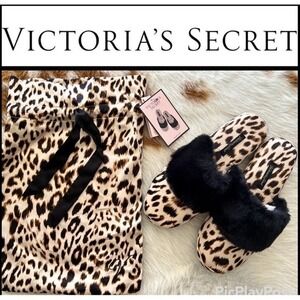Victoria Secret Women's Slippers Leopard Cheetah Sz 5-6 Sleepwear Lounge NWT